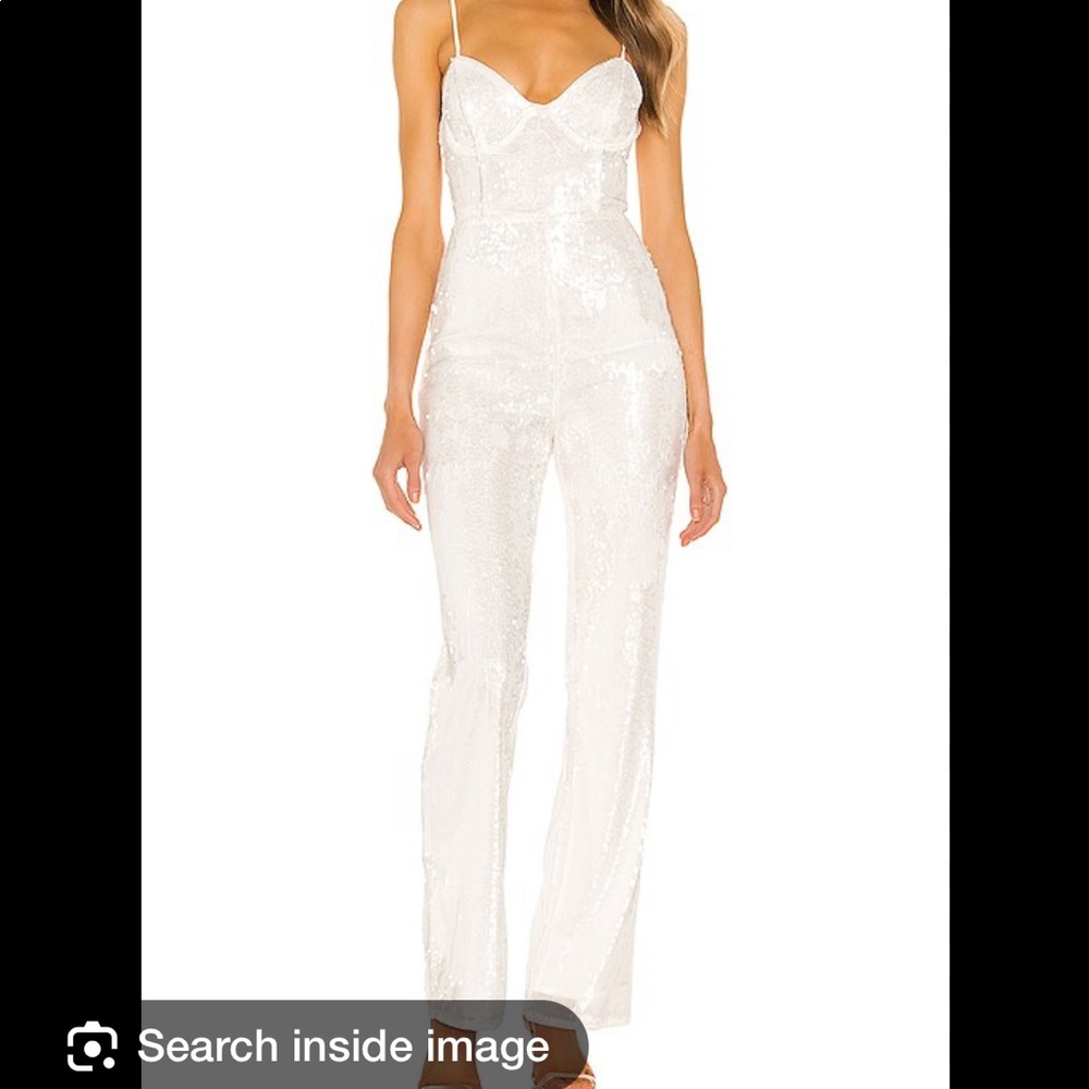 Hours Revolve White Sequin New Moon jumpsuit M